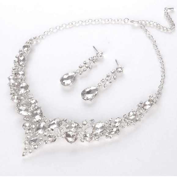 New Molie Bridal Austrian Crystal Necklace and Earrings Jewelry Set - Picture 5 of 8